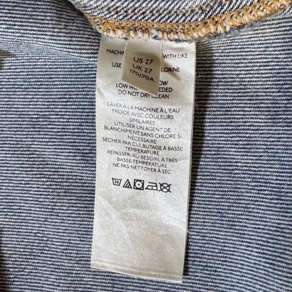 Free People We The Free Denim Mini Skirt Wmns 27 Blue Raw Hem Boho Pleated Indie - Picture 6 of 6